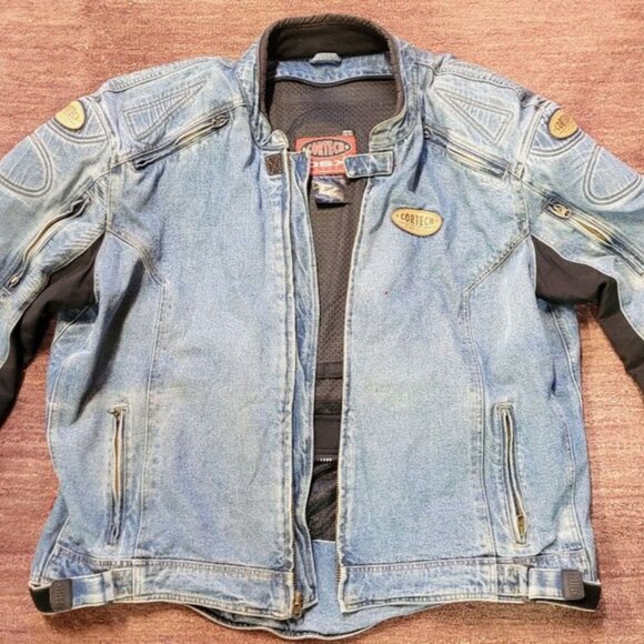 Cortech Motorcycle Jacket Mens Medium Denim Jean Armored DSX 4XL - Picture 1 of 7